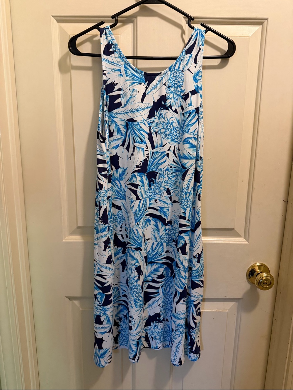 Blue and White Floral Midi Sundress UPF 50 protection